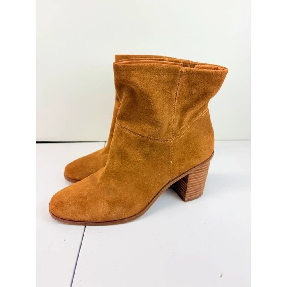 Lucky Brand Jicole Tan Suede Ankle Boots Block Heel Womens Size 10M